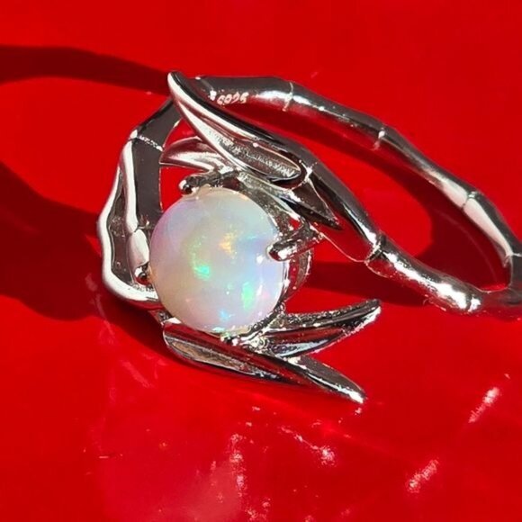 925 Sterling Silver Ring with Natural Multicolor Opal Gemstone - Picture 11 of 13